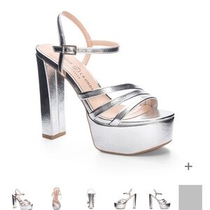 Silver Chinese Laundry Amella Platform Heels
